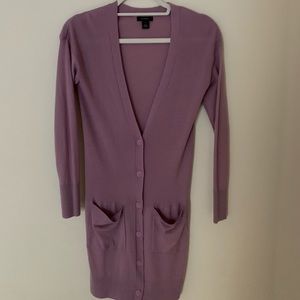 lilac colored light cardigan